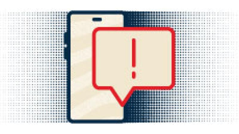 Icon illustration of Alerting chat bubble popping out of mobile phone