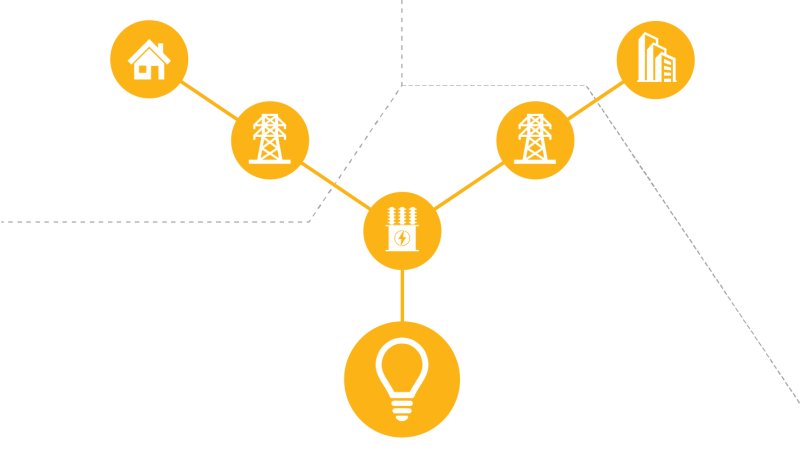 illustration of electric system crossing geographic boundaries and serving multiple users