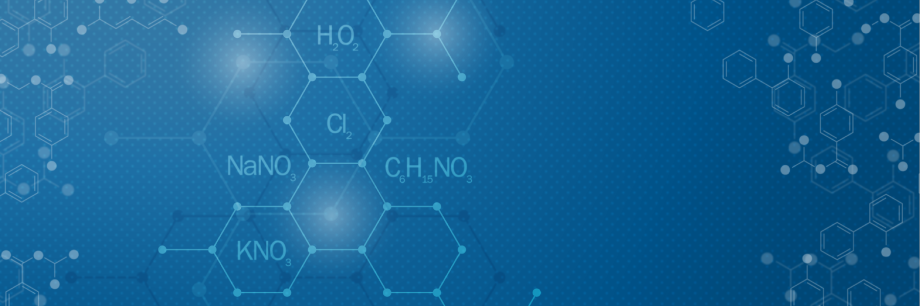 A background image featuring chemical icons