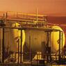 Two large chemical tanks at a chemical facility
