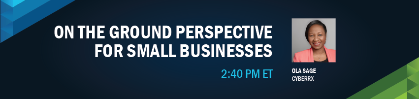 2:40 - 2:50 pm - On The Ground Perspective For Small Businesses. Session Participant: Ola Sage - CyberRx