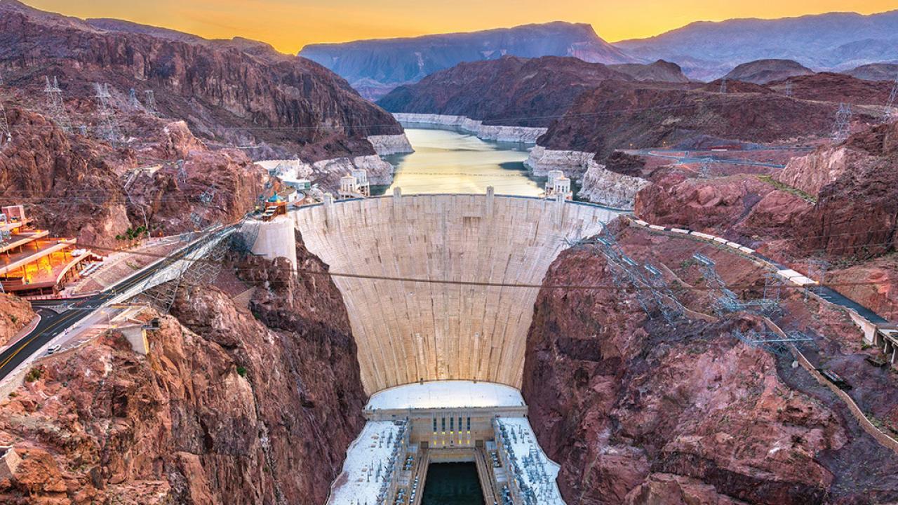 widescreen photograph of the Hoover Dam