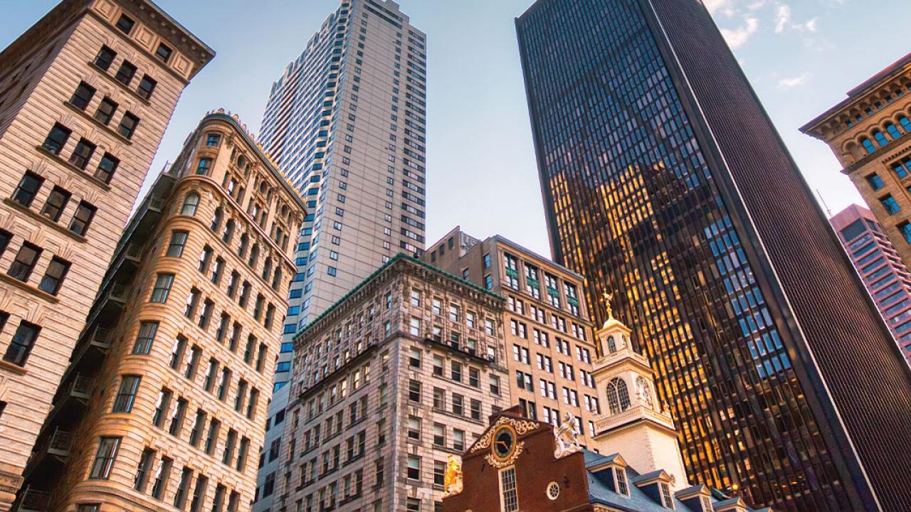 Boston's financial district buildings