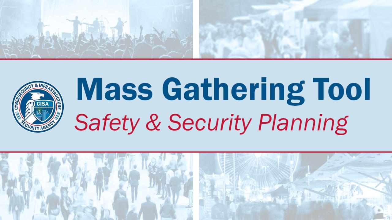 Graphic depict for examples of mass gatherings (a concert, farmer's market, shopping mall, and carnival)