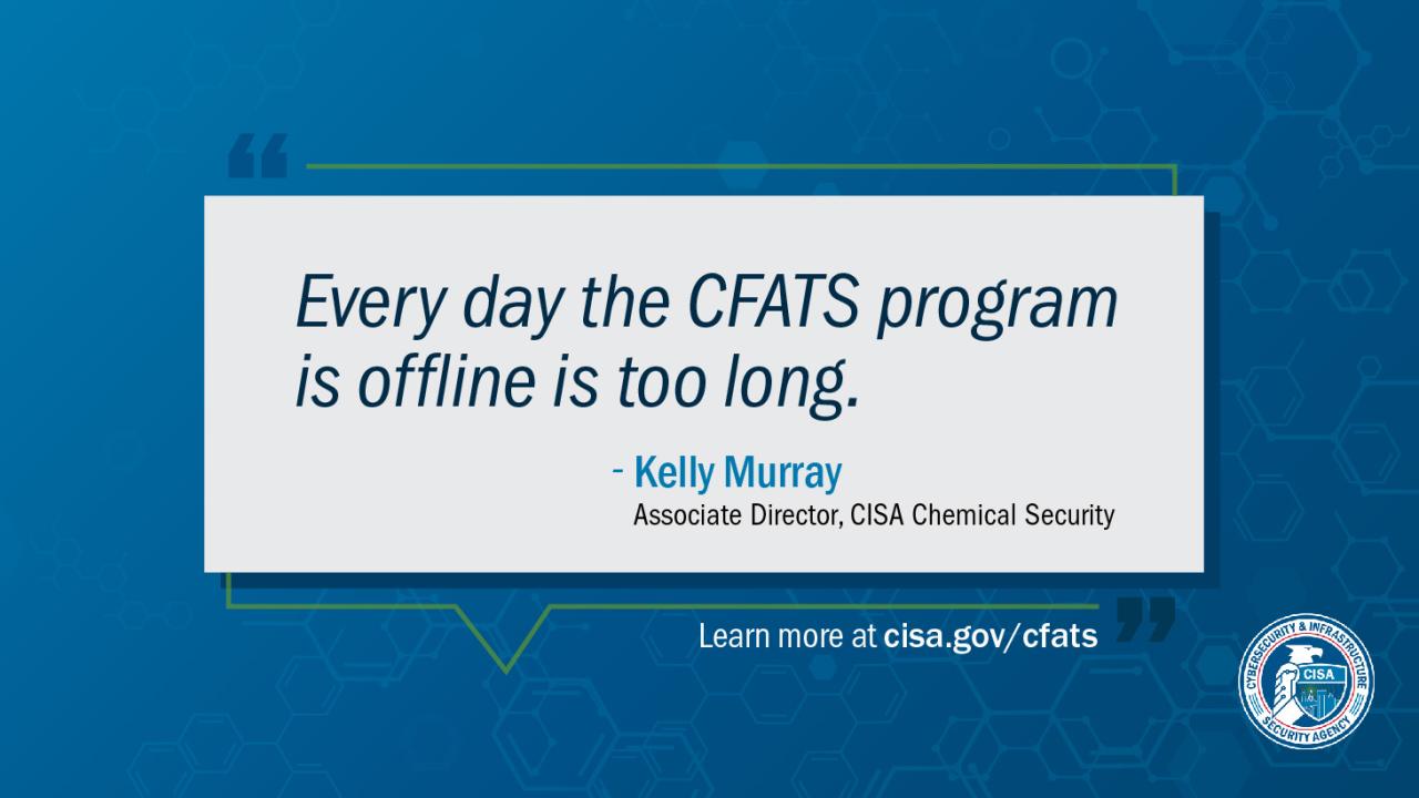 Every day the CFATS program is offline is too long.