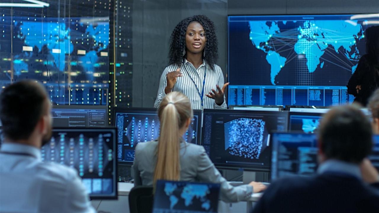 a woman in an operations center