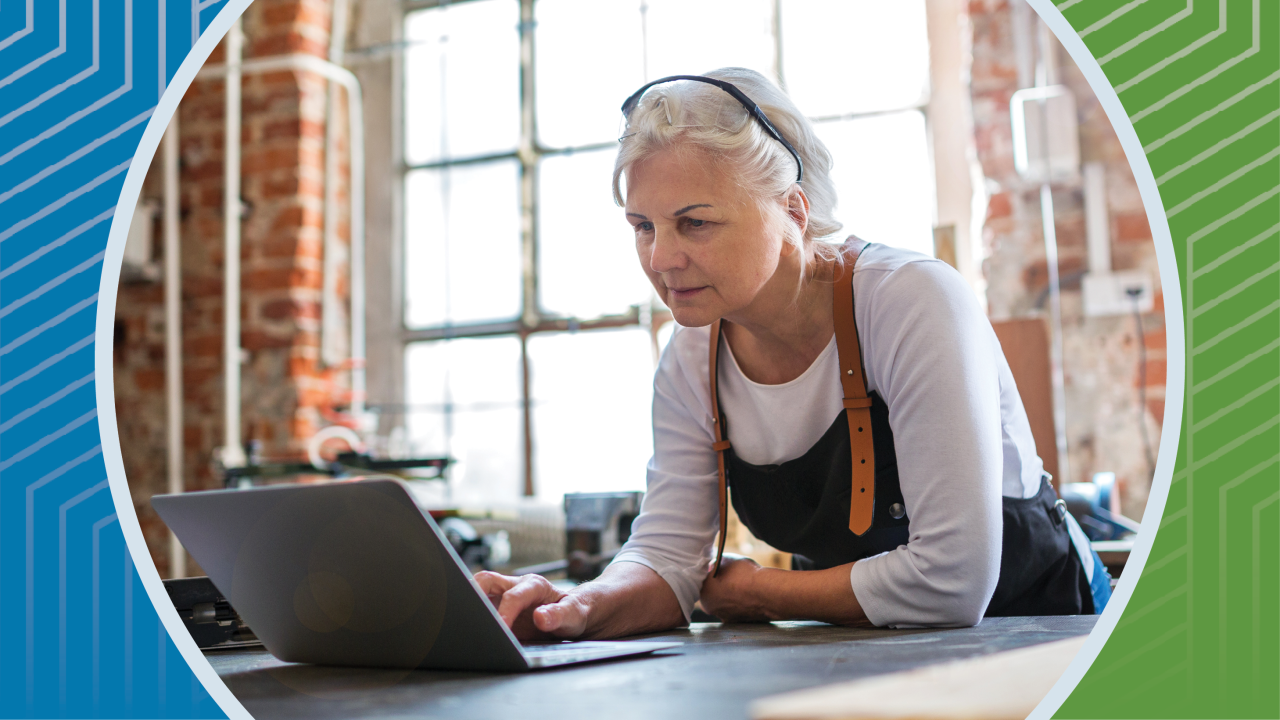 woman on her laptop at work