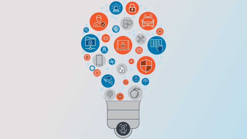 ICAM related icons in the shape of a lightbulb