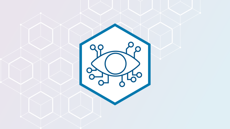 An eye with cyber nodes icon