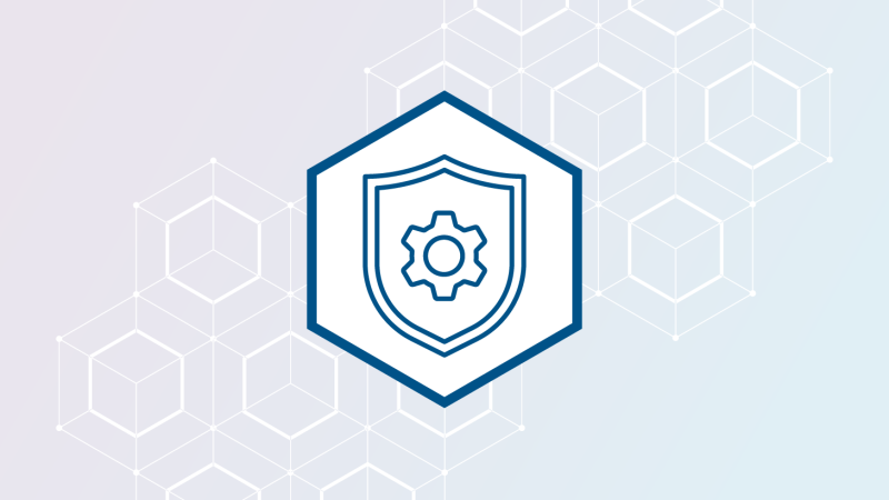 Shield with a gear in the middle icon