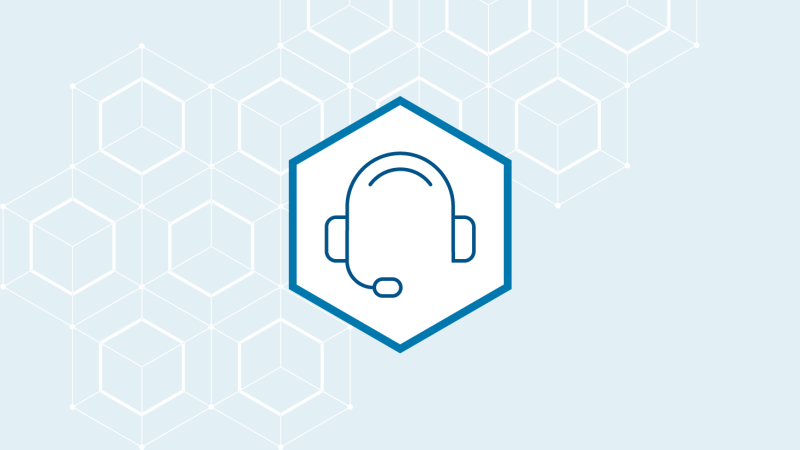Headset icon on a light blue background