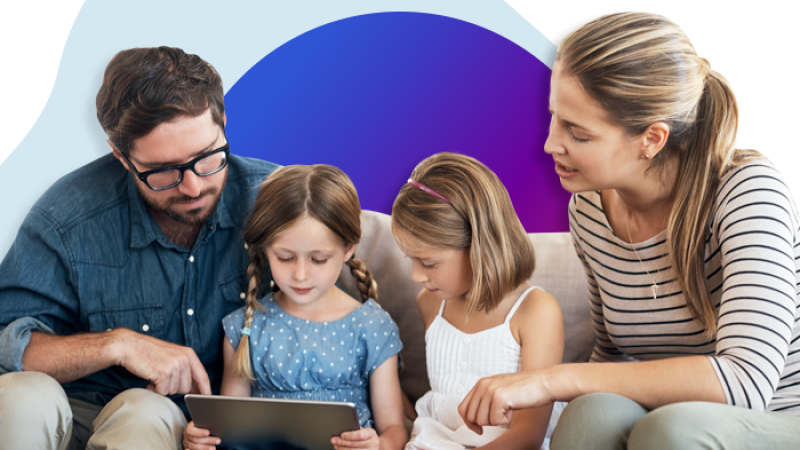 decorative photo: family looking at a tablet