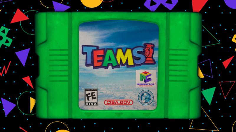 Teams A. Image of a retro game cartridge with Teams displayed on the label.