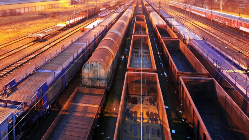 A photo of cargo trains