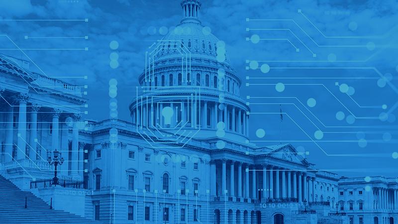 United States Capitol Building with blue overlay