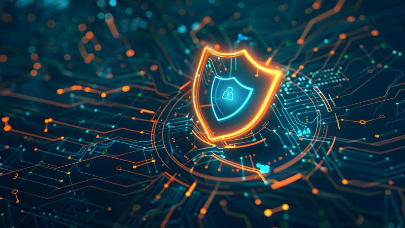 A shield with lock cybersecurity