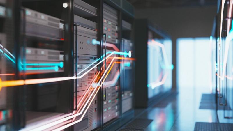 a wall of computers symbolizing a computer network