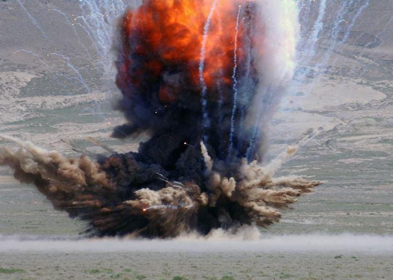 An explosion of a bomb
