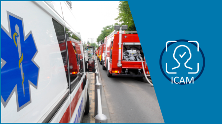Ambulance, fire truck, and ICAM icon.