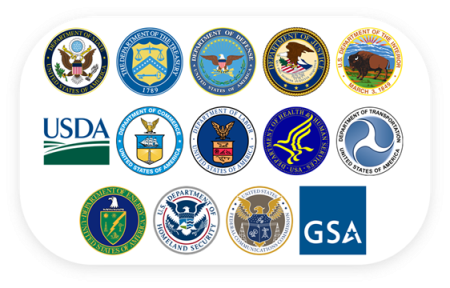 Seals of fourteen government agencies