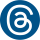 blue and white icon of Threads logo