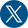 blue and white icon of X logo