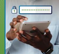 device shown with someone entering a strong password