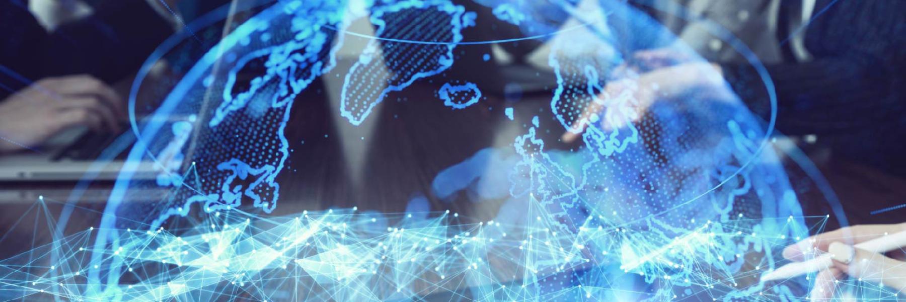 Stock image of a globe and cyber