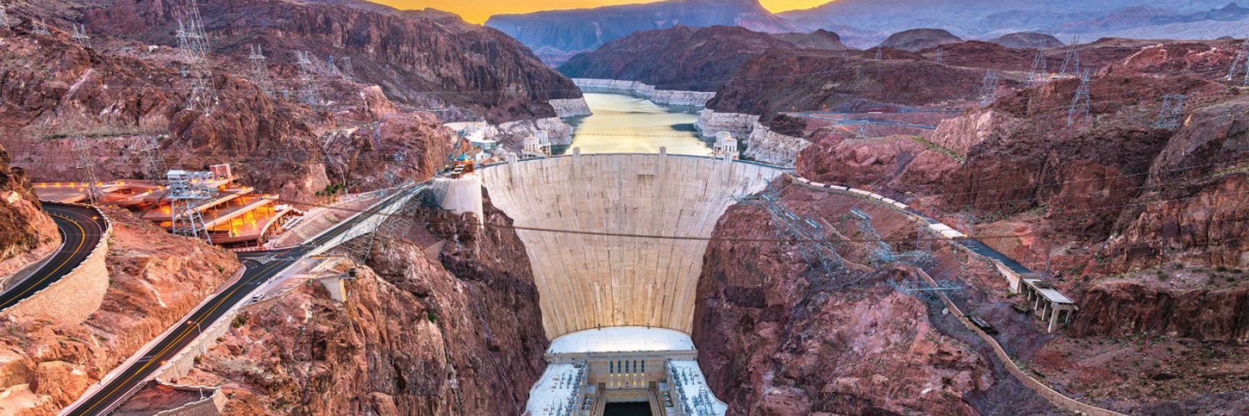 widescreen photograph of the Hoover Dam