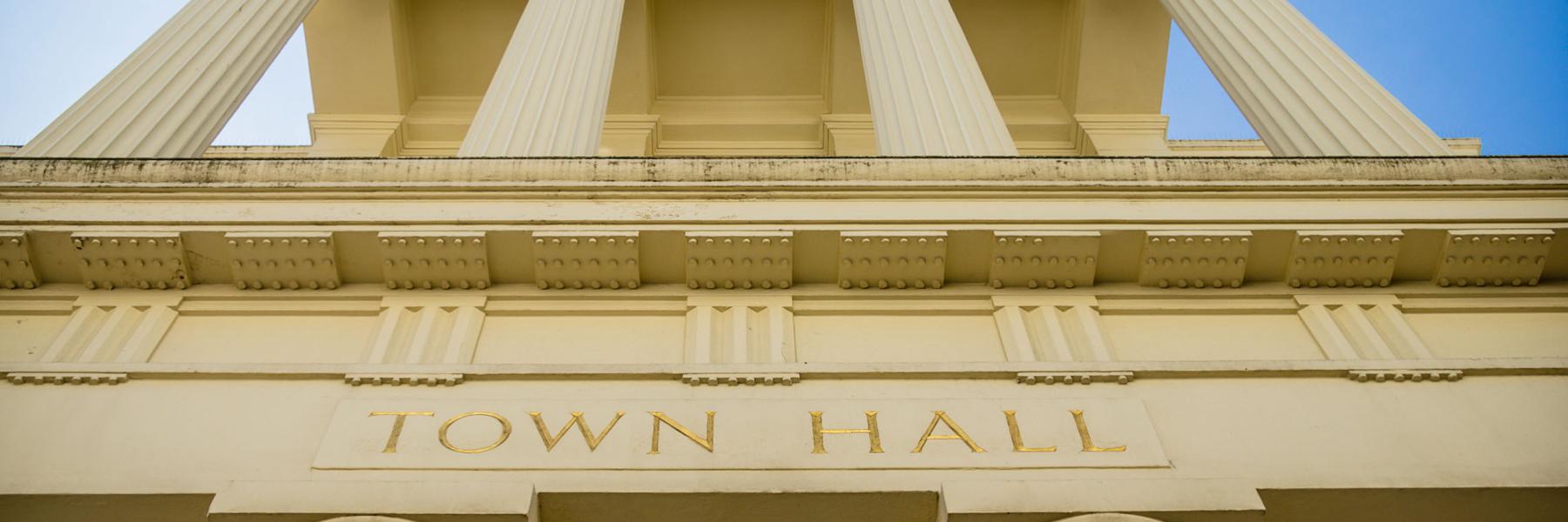 A photo of a town hall building