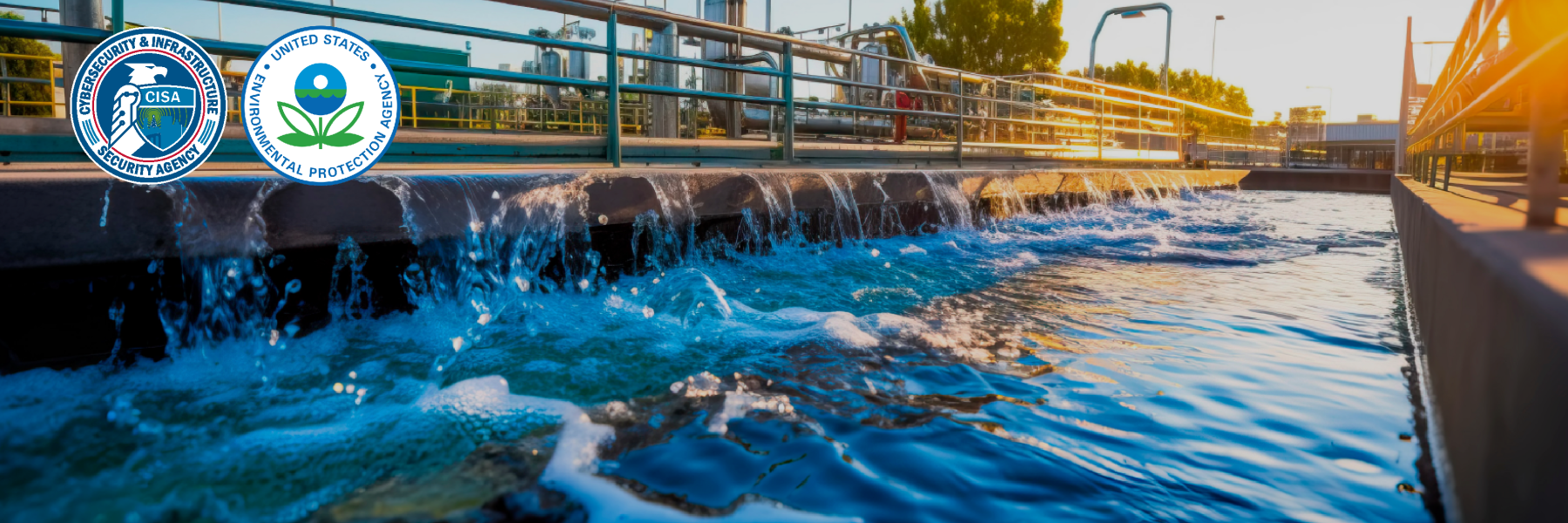 Image of water in dam and seal for CISA and the EPA.
