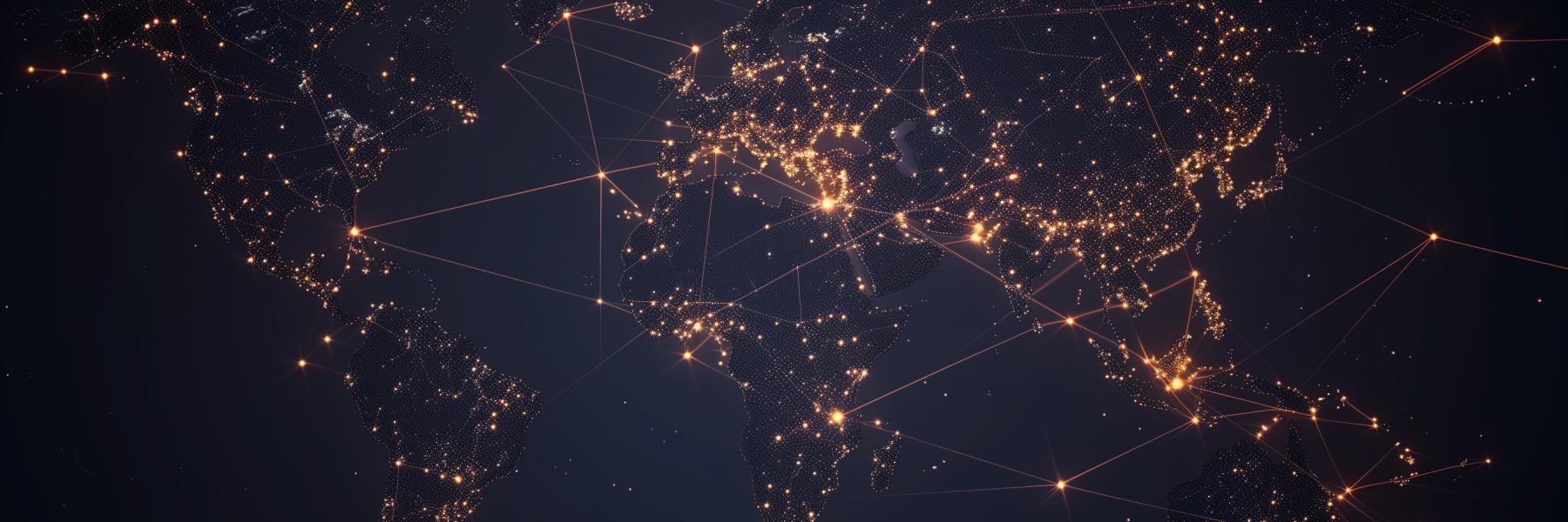 Map of Earth connected by lights