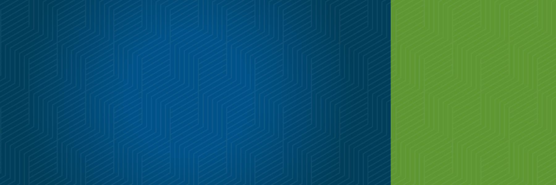 White geometric design over a mostly dark blue background with a pop of green on the right side