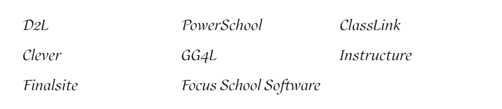 List of signatories for K12 Education Secure by Design Pledge