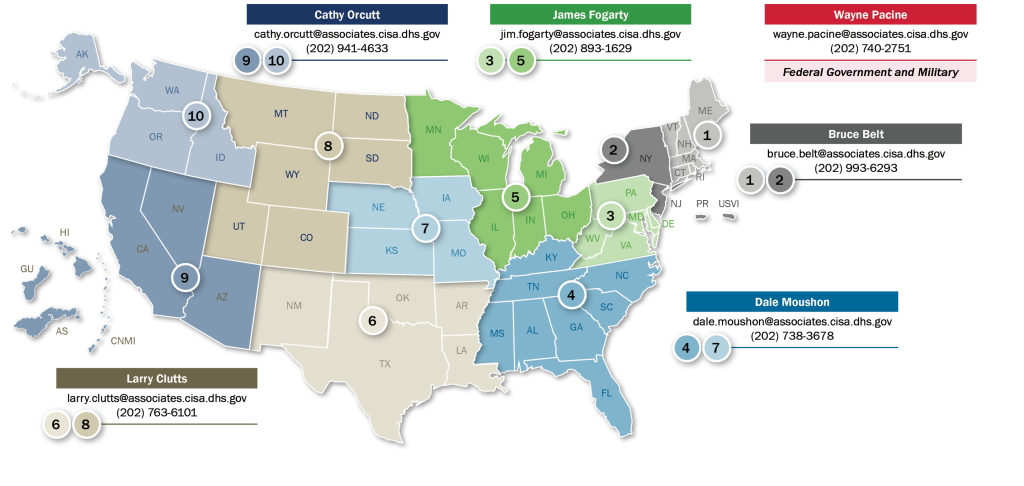 Priority Telecommunications Services Area Representatives map