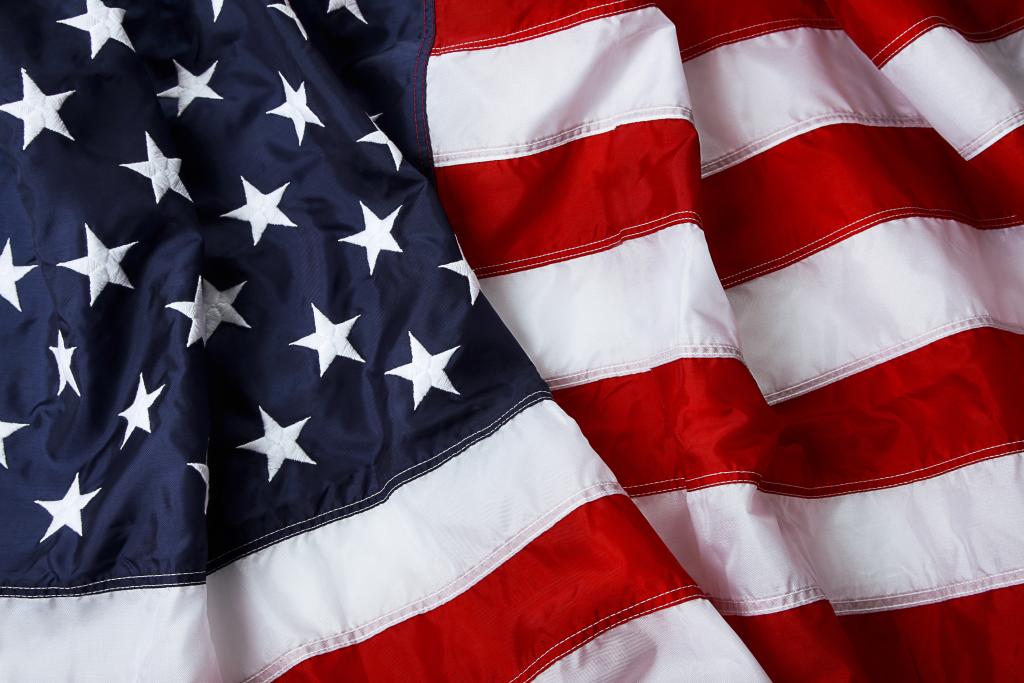 U.S. flag fluttering