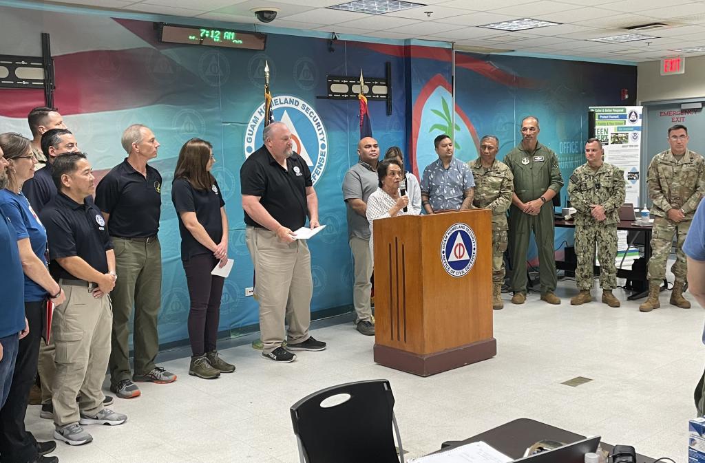 Region 9 Protective Security Advisor Gen Tamura (second from left) joined federal, state and local partners in response and recovery efforts in the aftermath of Typhoon Mawar.