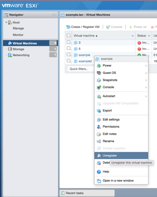 Figure 1: Unregistering the virtual machine