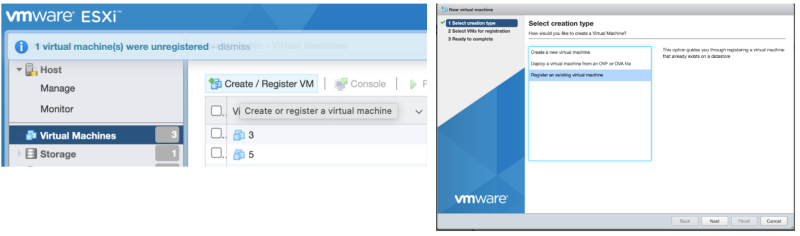 Figure 2: Registering the virtual machine, selecting machine to register.